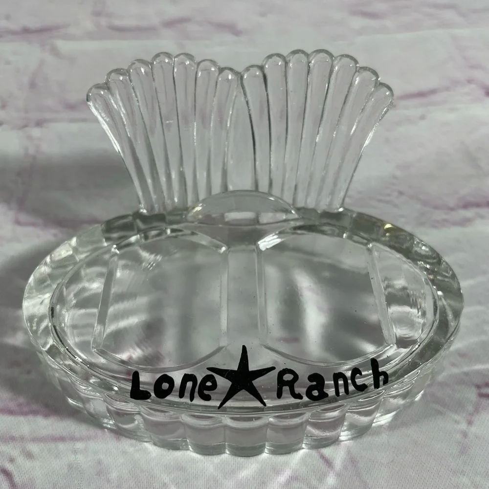 Vintage Glass Seashell Shaped Salt and Pepper Shakers with Beach Chair Holder